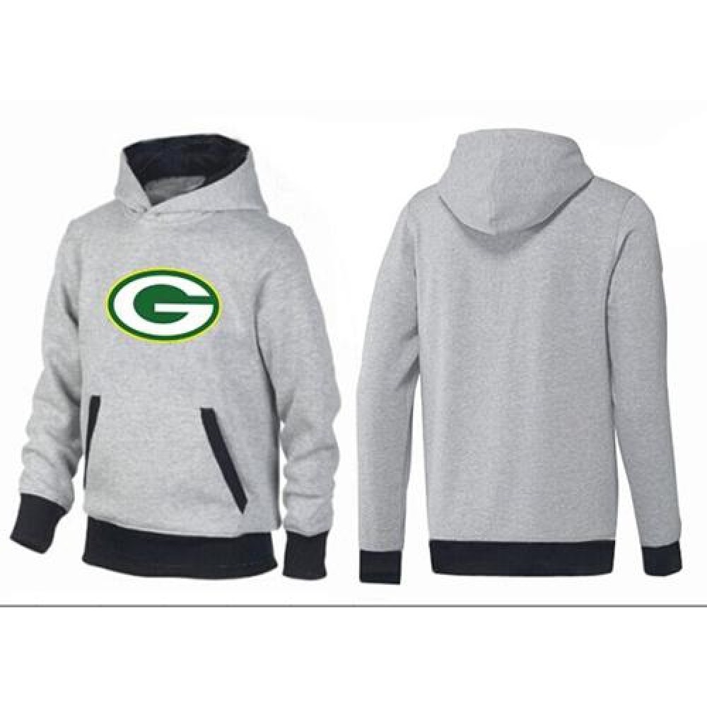 Green Bay Packers Logo Pullover Hoodie Grey & Black 1