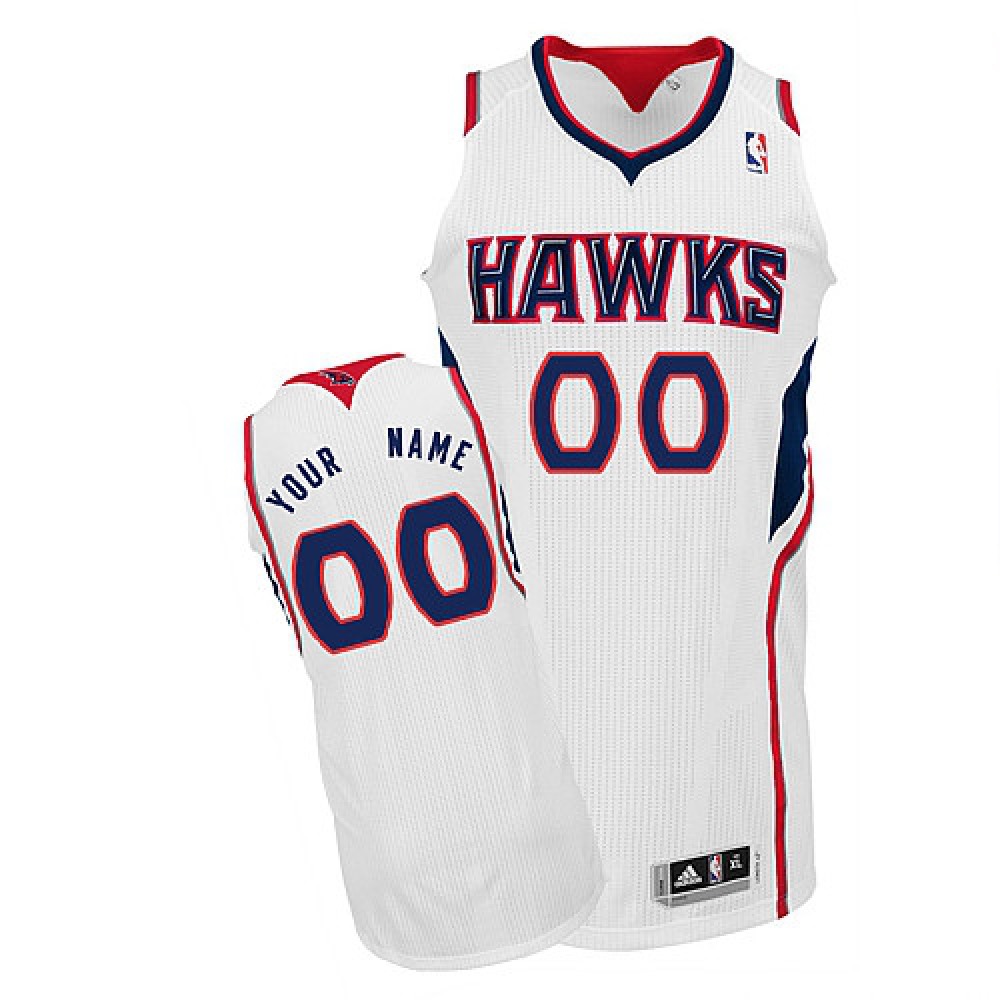 Men's Atlanta Hawks White Authentic Custom Jersey 1