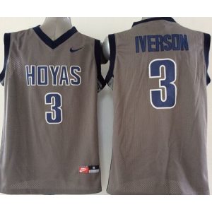 Hoyas #3 Allen Iverson Grey Basketball Stitched NCAA Jersey