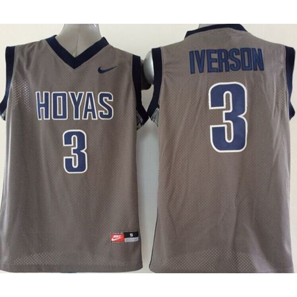Hoyas #3 Allen Iverson Grey Basketball Stitched NCAA Jersey 1