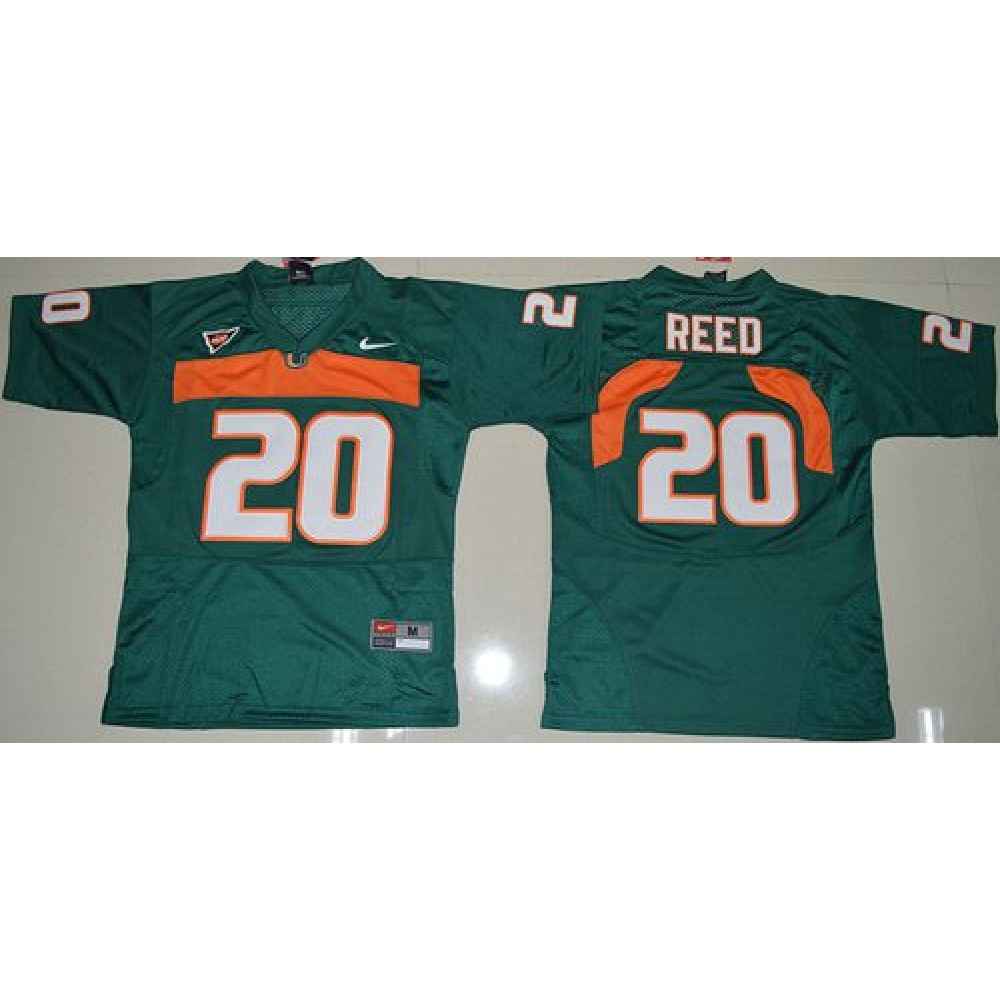 Hurricanes #20 Ed Reed Green Stitched Youth NCAA Jersey 1