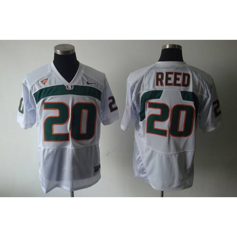 Hurricanes #20 Ed Reed White Stitched NCAA Jerseys 1