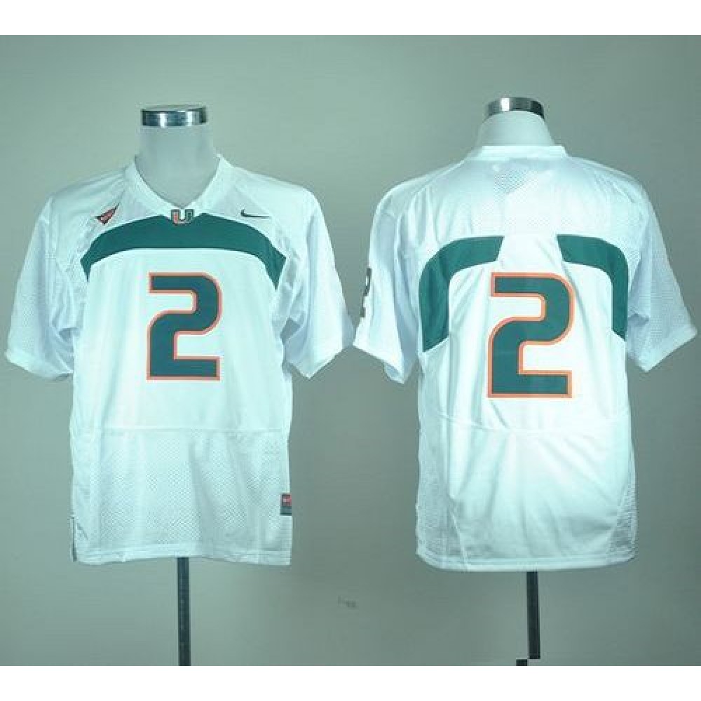 Hurricanes #2 White Stitched NCAA Jerseys 1