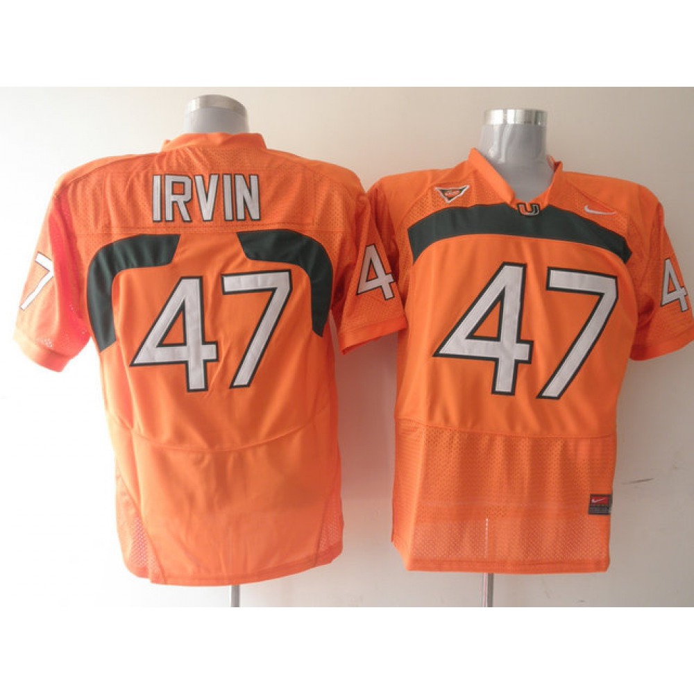 Hurricanes #47 Michael Irvin Orange Stitched NCAA Jerseys 1
