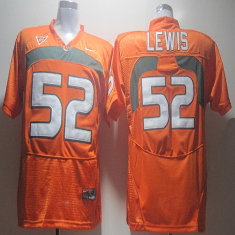Hurricanes #52 Ray Lewis Orange Stitched NCAA Jerseys 1