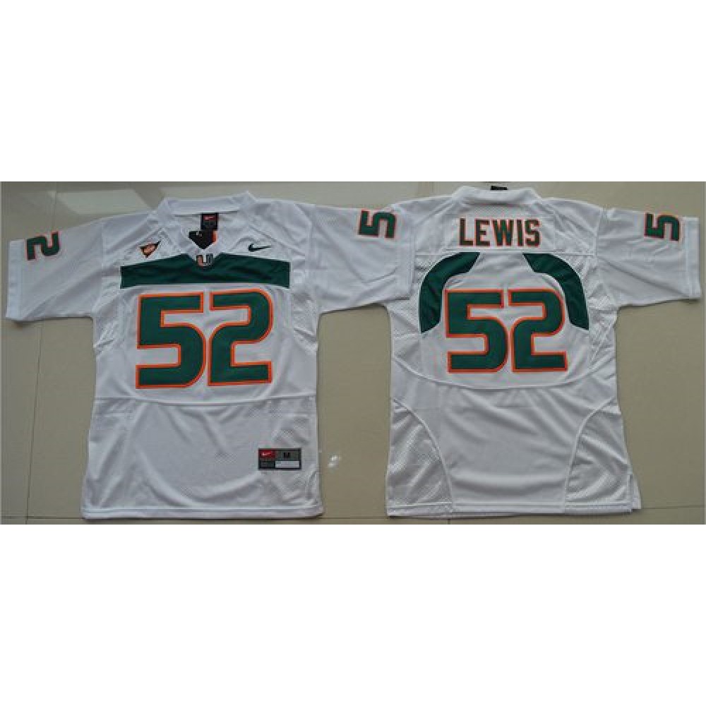 Hurricanes #52 Ray Lewis White Stitched Youth NCAA Jersey 1