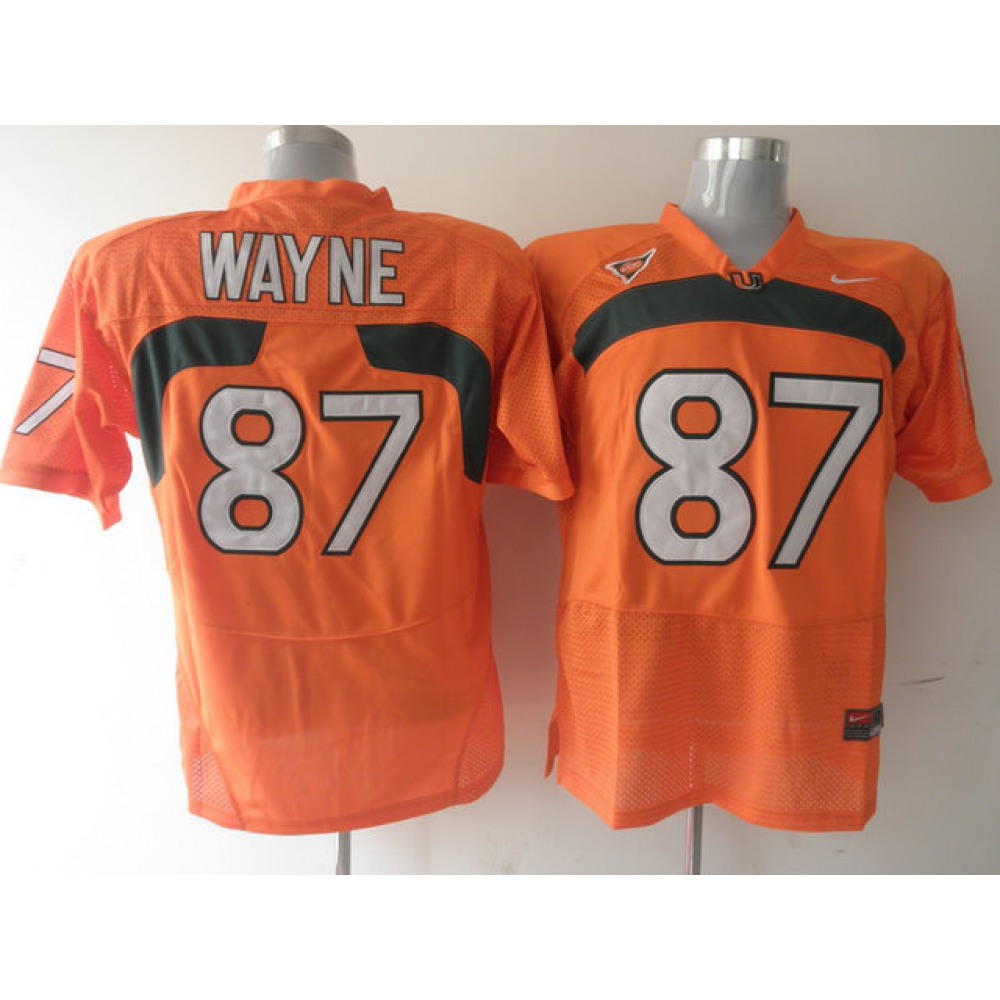 Hurricanes #87 Reggie Wayne Orange Stitched NCAA Jerseys 1