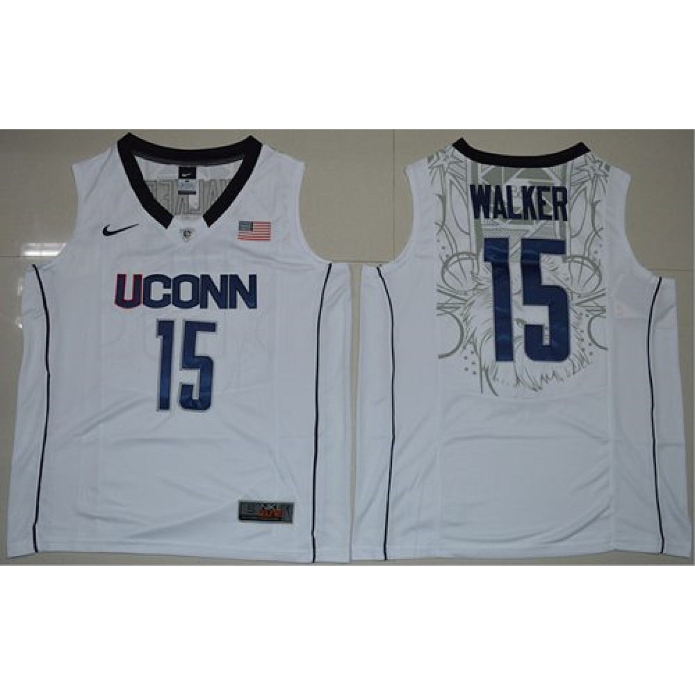 Huskies #15 Kemba Walker White Basketball Stitched NCAA Jersey 1