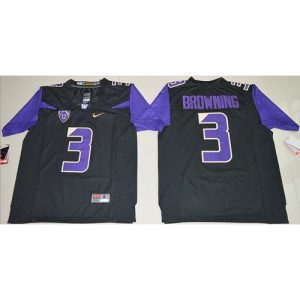 Huskies #3 Jake Browning Black Limited Stitched NCAA Jersey