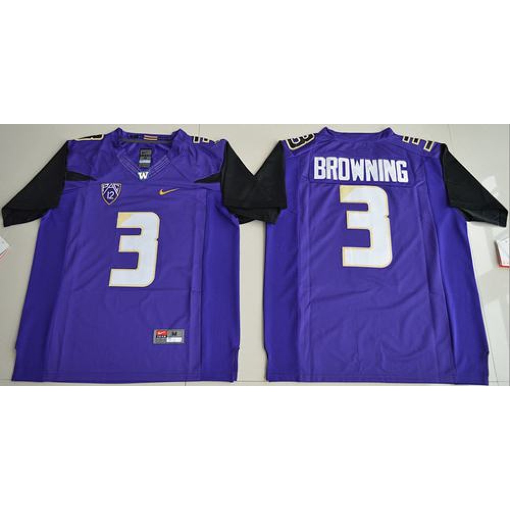 Huskies #3 Jake Browning Purple Limited Stitched NCAA Jersey 1