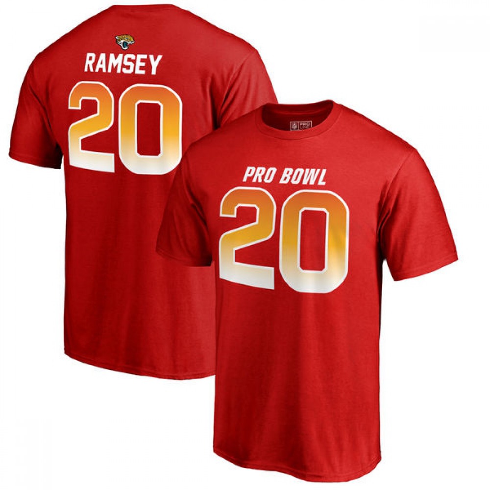 Jaguars #20 Jalen Ramsey AFC Pro Line 2018 NFL Pro Bowl Red T-Shirt 1
