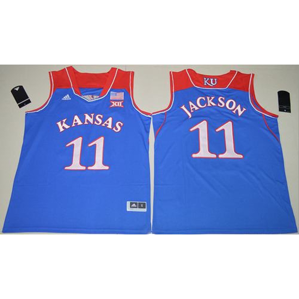 Jayhawks #11 Josh Jackson Royal Blue Basketball Authentic Stitched NCAA Jersey 1