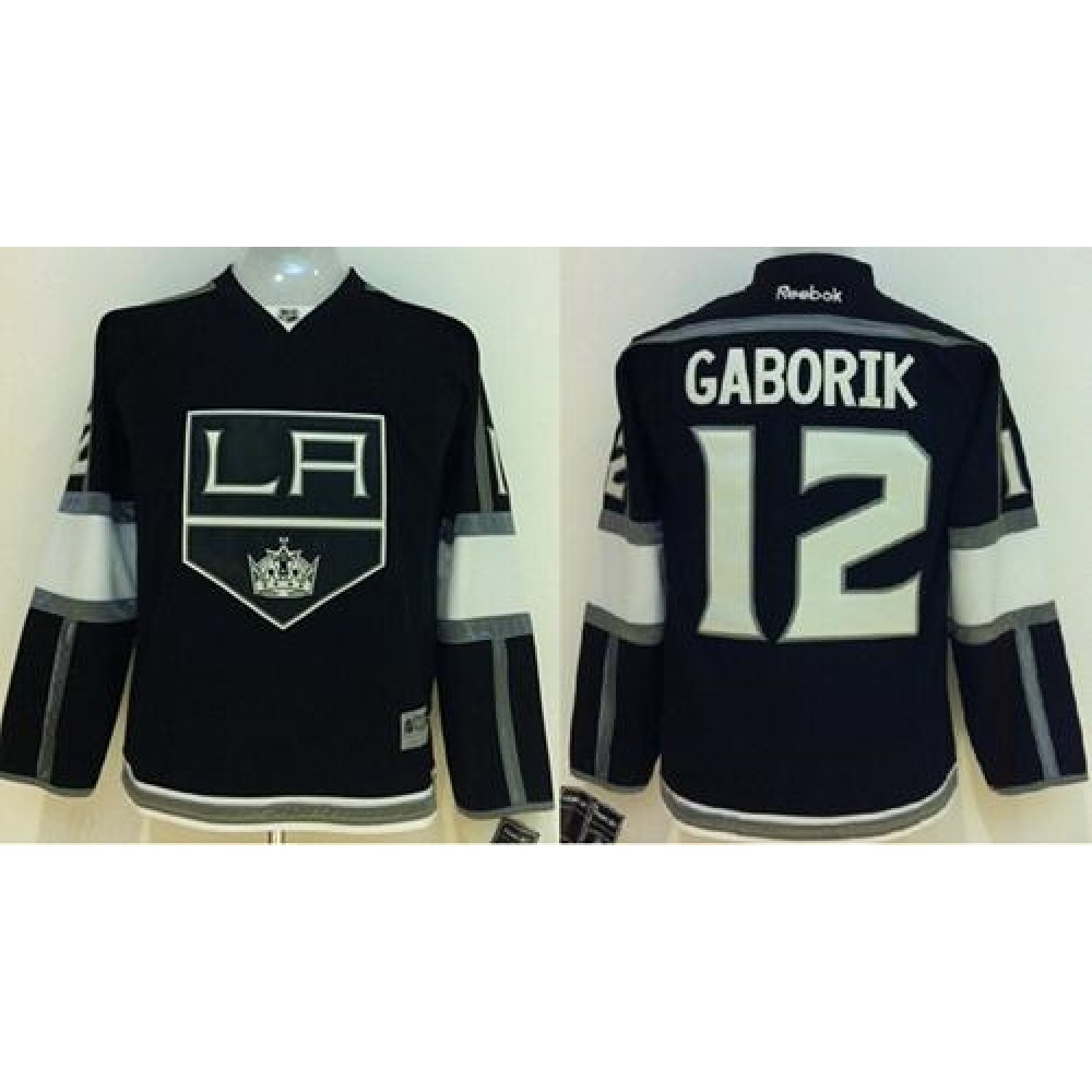 Kings #12 Marian Gaborik Black Home Stitched Youth NHL Jersey 1
