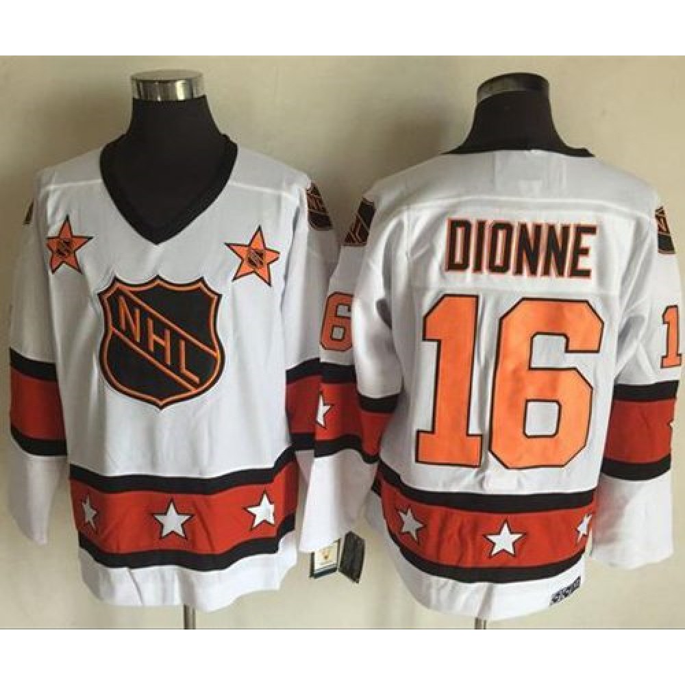 Kings #16 Marcel Dionne White/Orange All Star CCM Throwback Stitched NHL Jersey 1