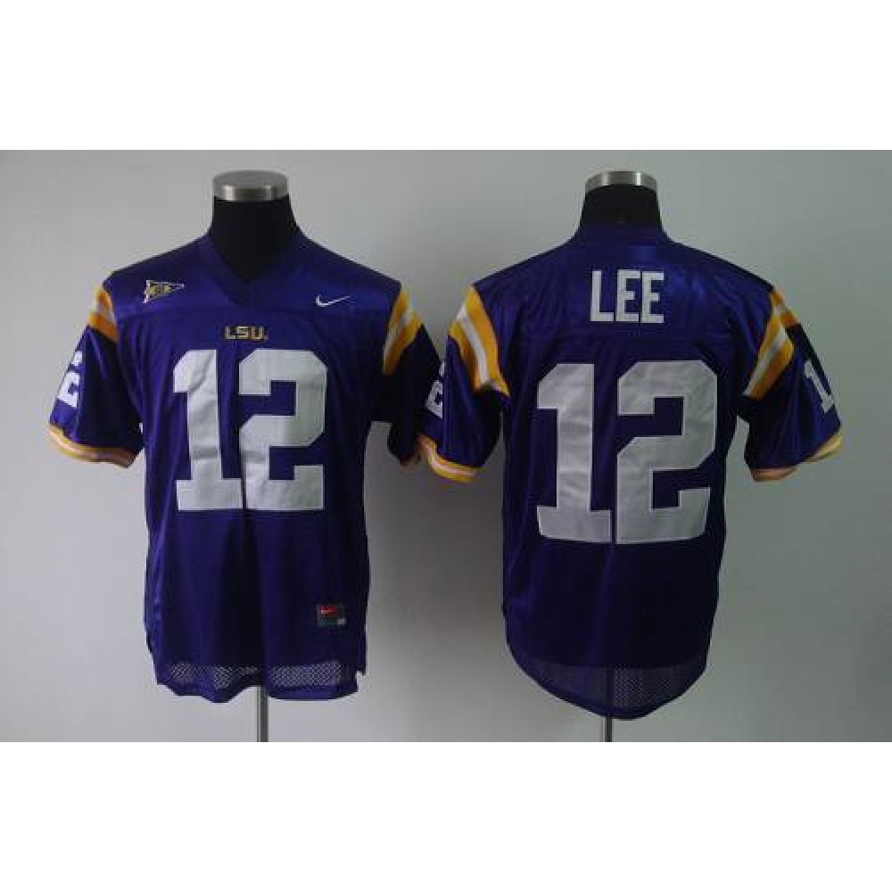 LSU Tigers #12 Jarrett Lee Purple Stitched NCAA Jersey 1