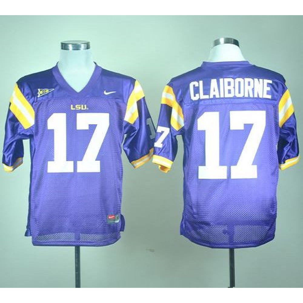 LSU Tigers #17 Morris Claiborne Purple Stitched NCAA Jersey 1