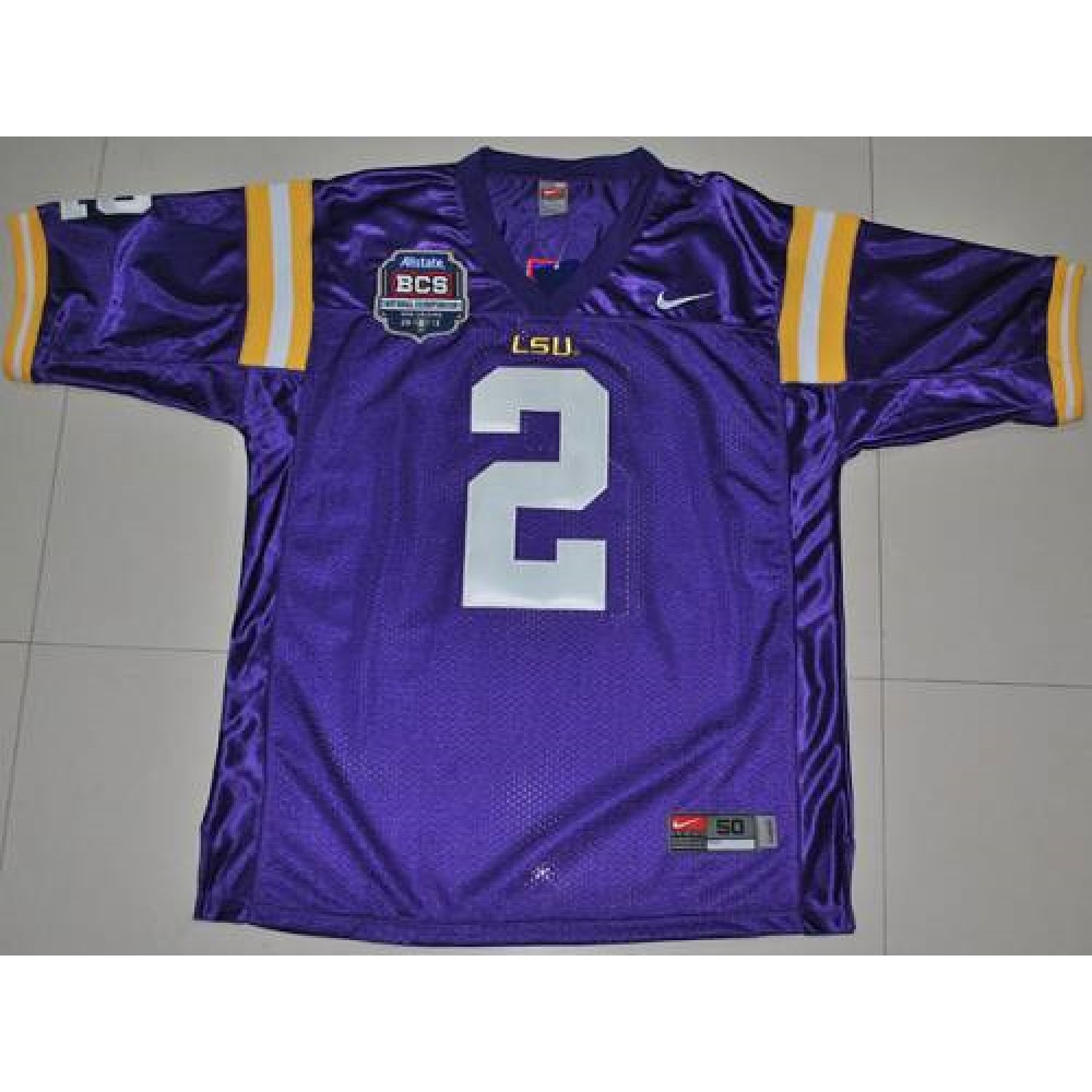 LSU Tigers #2 Rueben Randle Purple 2012 BCS Championship Patch Stitched NCAA Jersey 1
