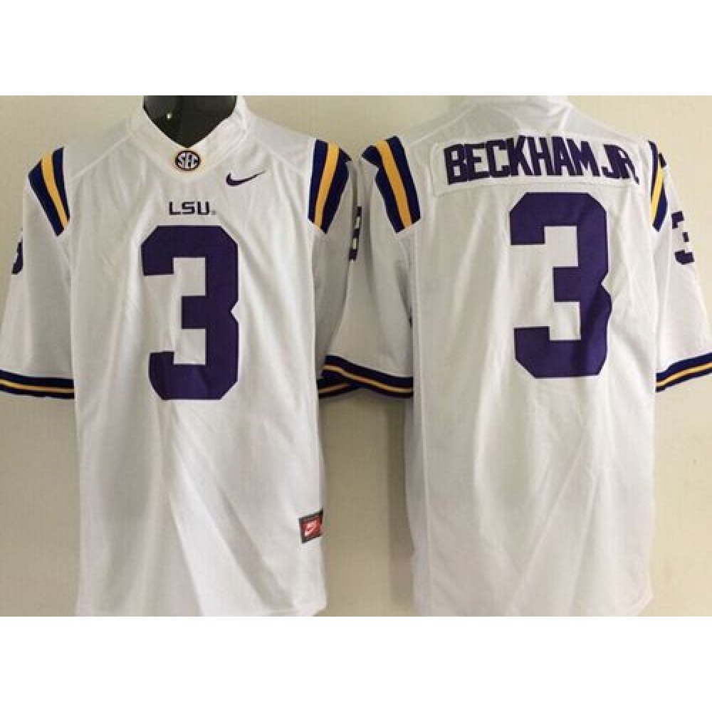 LSU Tigers #3 Odell Beckham Jr White Stitched NCAA Jersey 1