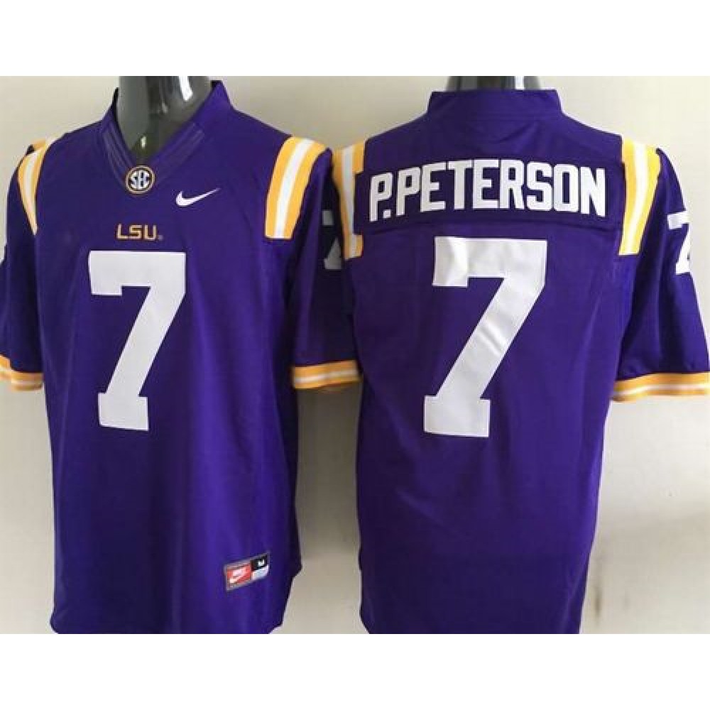 LSU Tigers #7 P.Peterson Purple Stitched NCAA Jersey 1