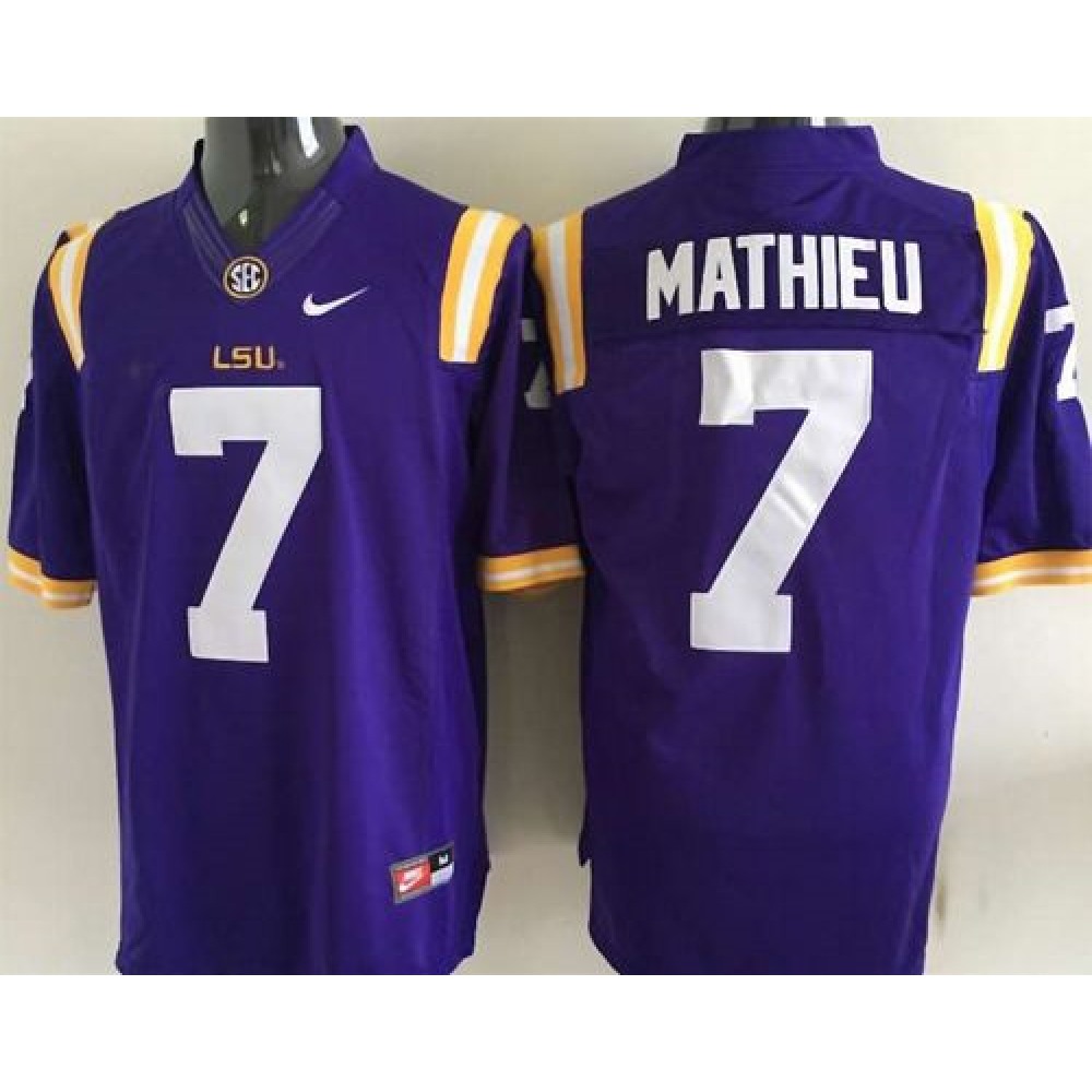 LSU Tigers #7 Tyrann Mathieu Purple Stitched NCAA Jersey 1