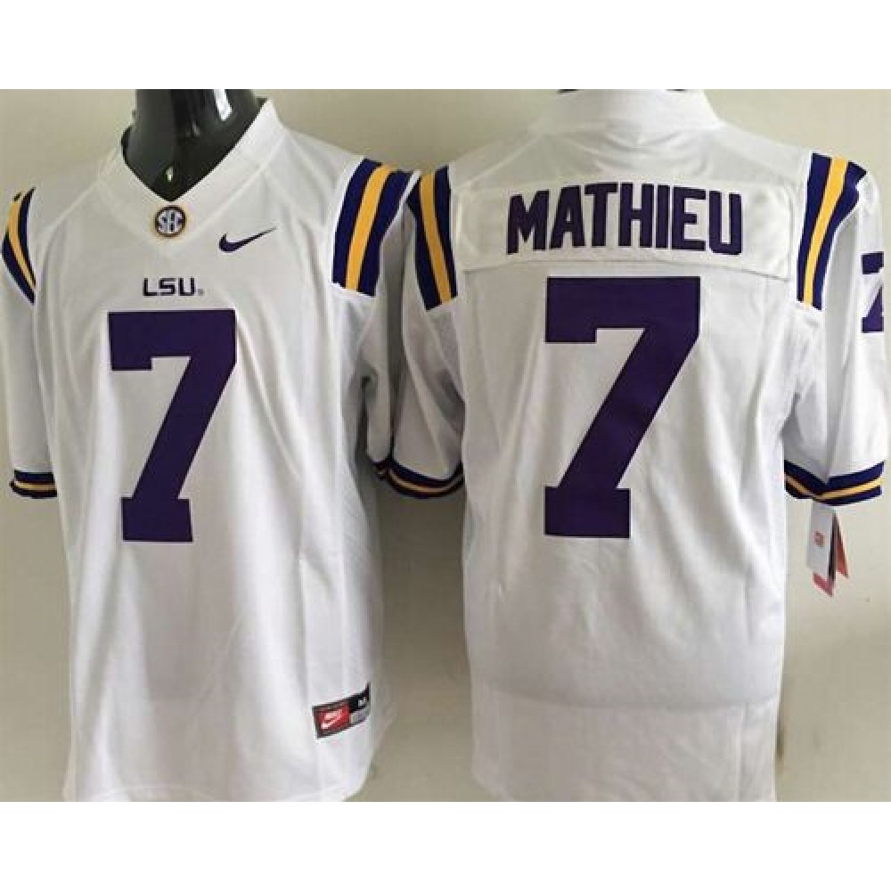 LSU Tigers #7 Tyrann Mathieu White Stitched NCAA Jersey 1