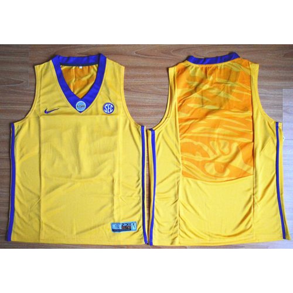 LSU Tigers Blank Gold Basketball Stitched NCAA Jersey 1