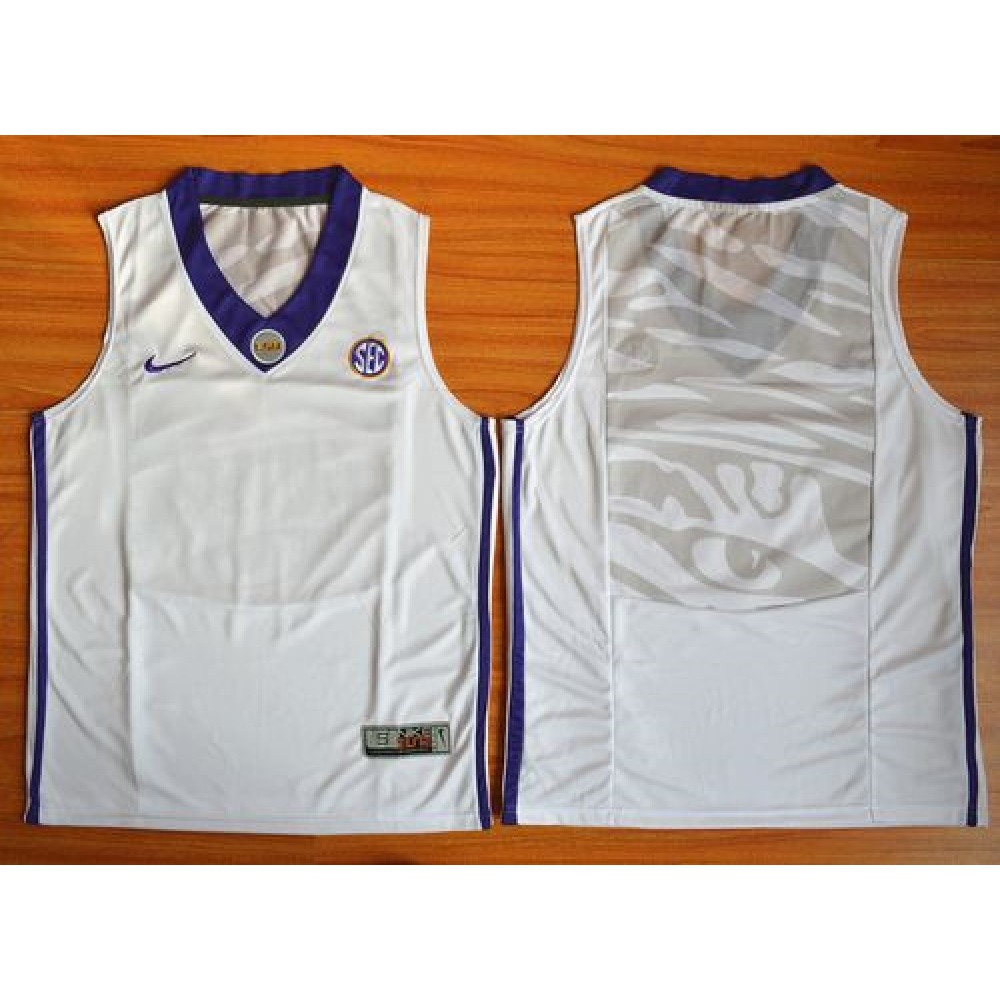 LSU Tigers Blank White Basketball Stitched NCAA Jersey 1