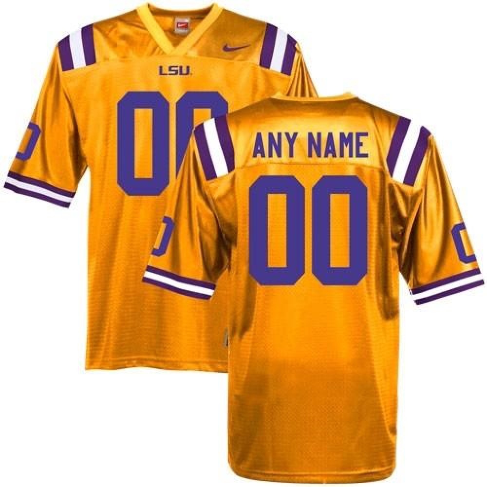 LSU Tigers Personalized Authentic Yellow NCAA Jersey 1