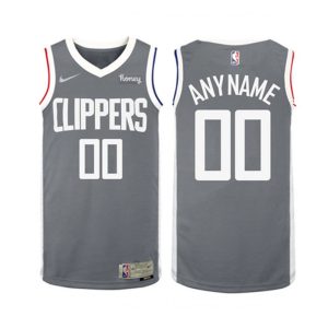 Men's LA Clippers Gray Earned Edition Custom Jersey