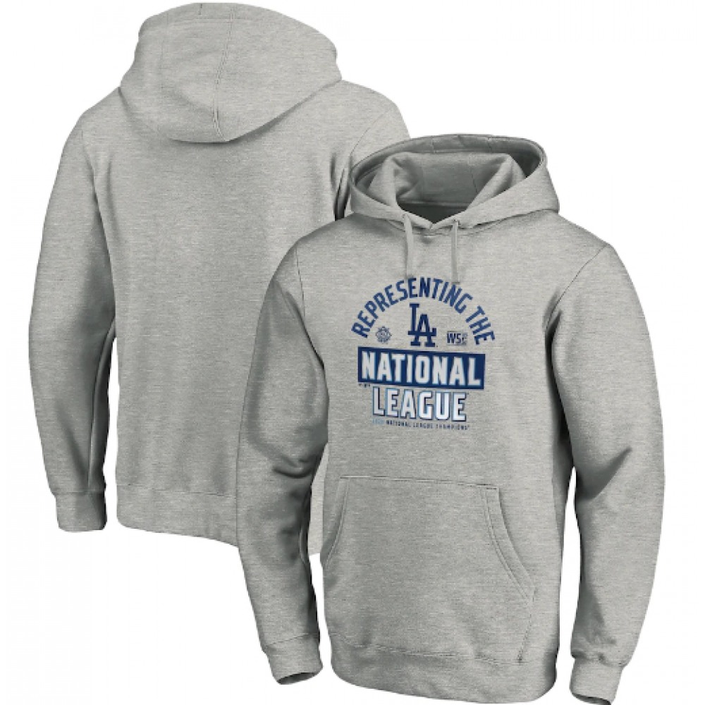 Los Angeles Dodgers Gray 2020 National League Champions Locker Room Pullover Hoodie 1