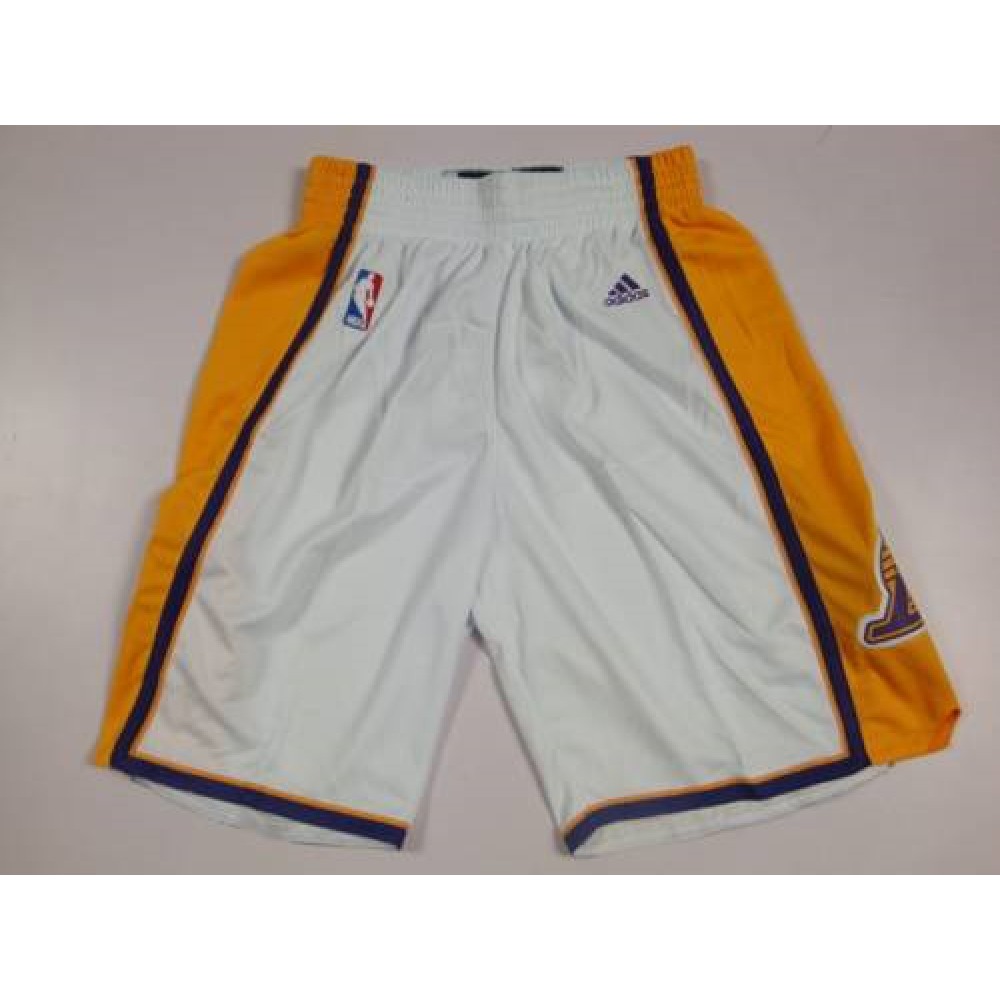 Los Angeles Lakers White NBA Shorts 1
