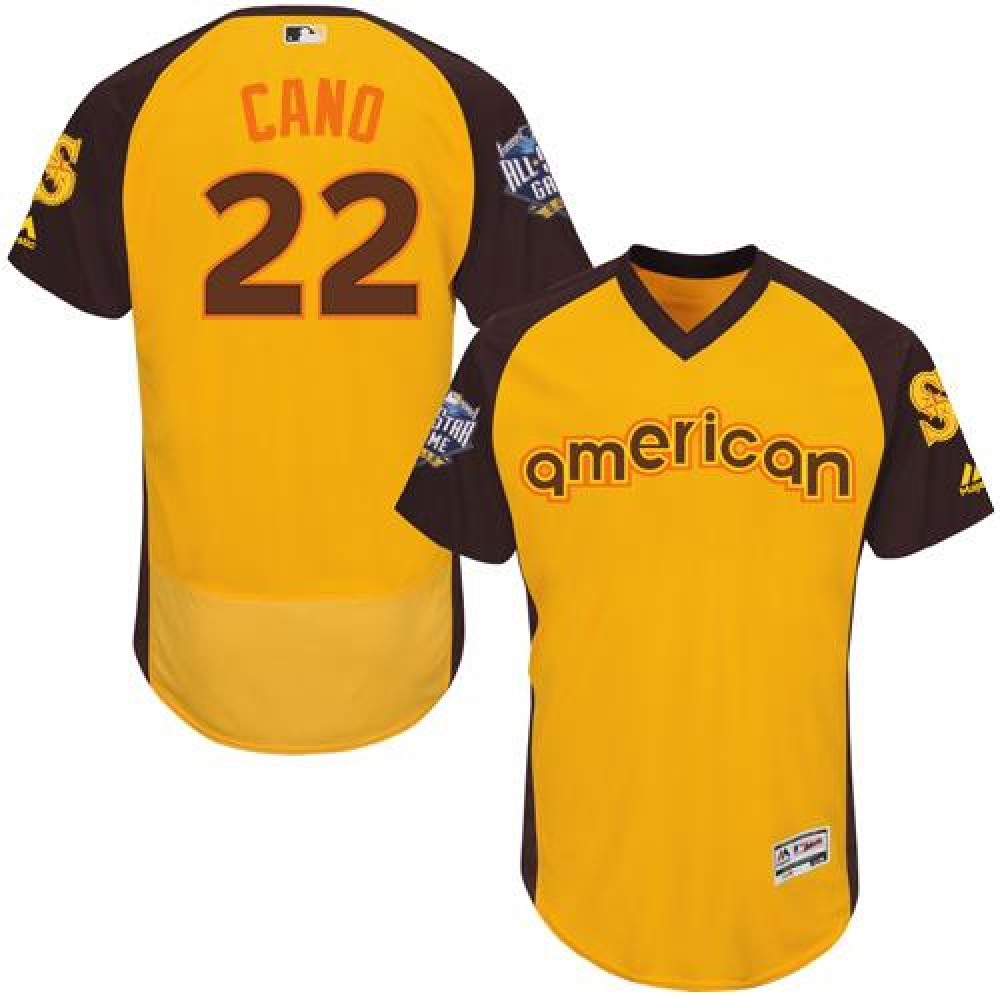 Mariners #22 Robinson Cano Gold Flexbase Authentic Collection 2016 All-Star American League Stitched MLB Jersey 1