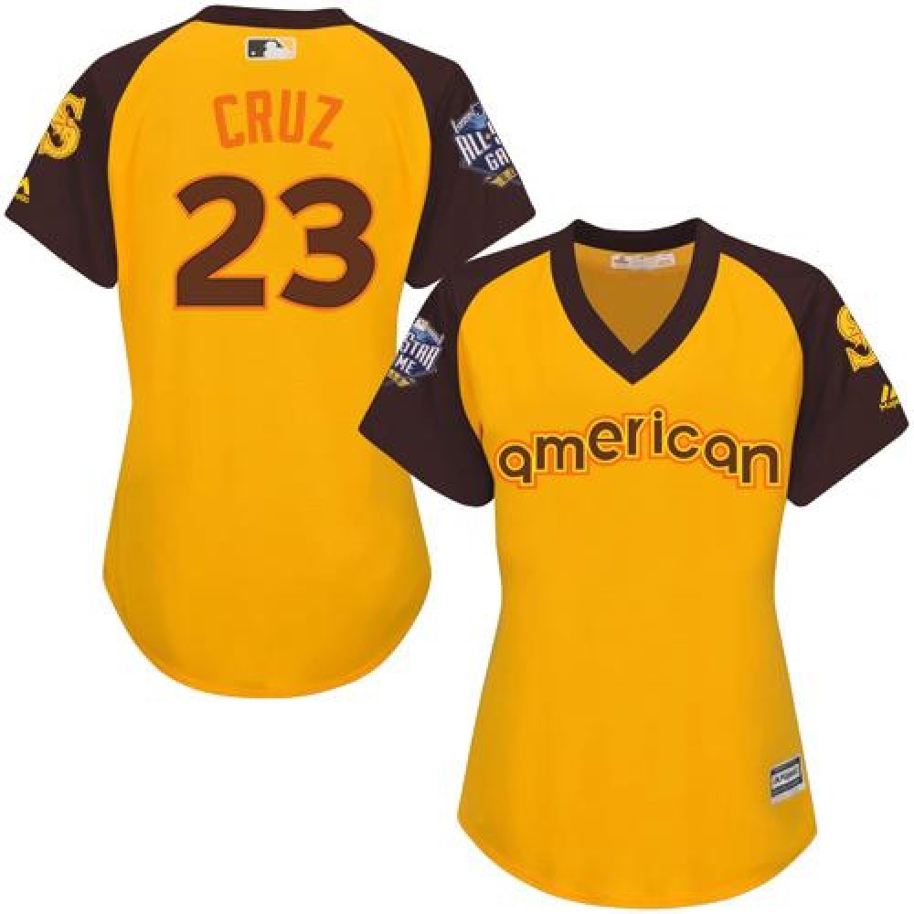Mariners #23 Nelson Cruz Gold 2016 All-Star American League Women's Stitched MLB Jersey 1
