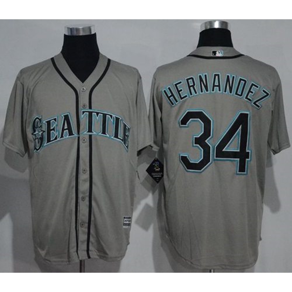 Mariners #34 Felix Hernandez Grey New Cool Base Stitched MLB Jersey 1