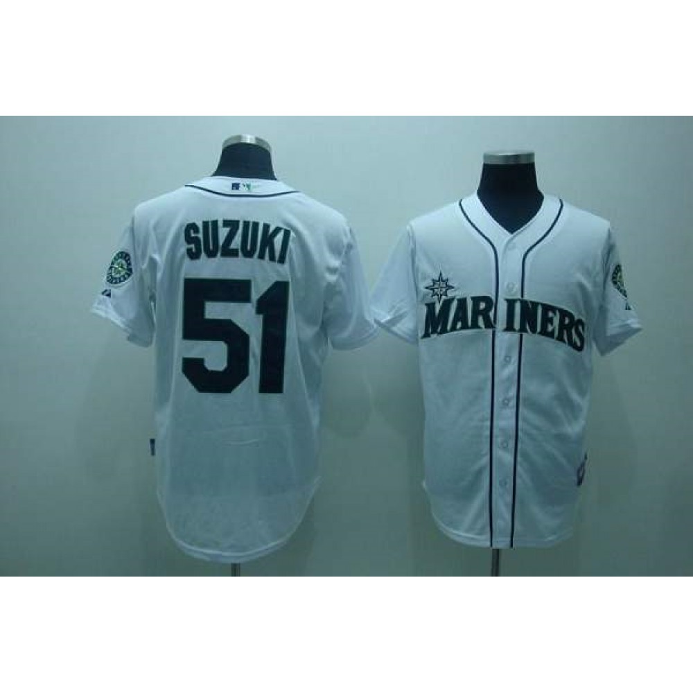 Mariners #51 ichiro Suzuki Stitched White MLB Jersey 1