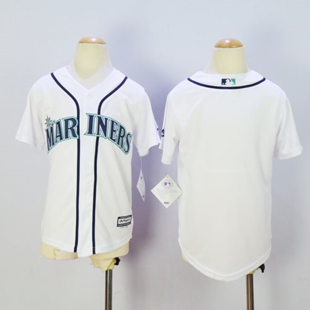 Mariners Blank White Cool Base Stitched Youth MLB Jersey 1