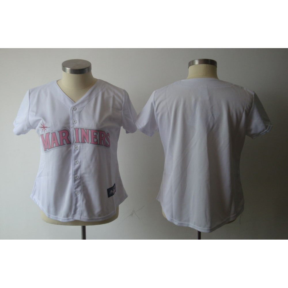 Mariners Blank White With Pink No. Women's Fashion Stitched MLB Jersey 1