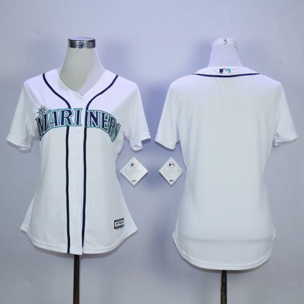 Mariners Blank White Women's Fashion Stitched MLB Jersey 1