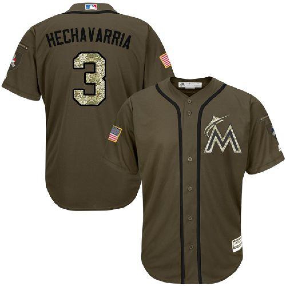 Marlins #3 Adeiny Hechavarria Green Salute to Service Stitched Youth MLB Jersey 1