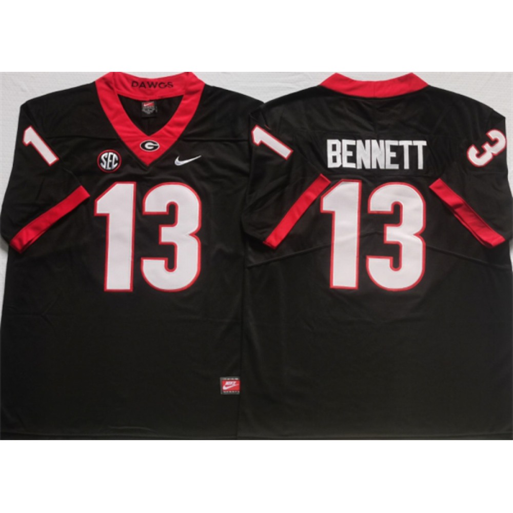 Men's Georgia Bulldogs #13 BENNETT Black College Football Stitched Jersey 1