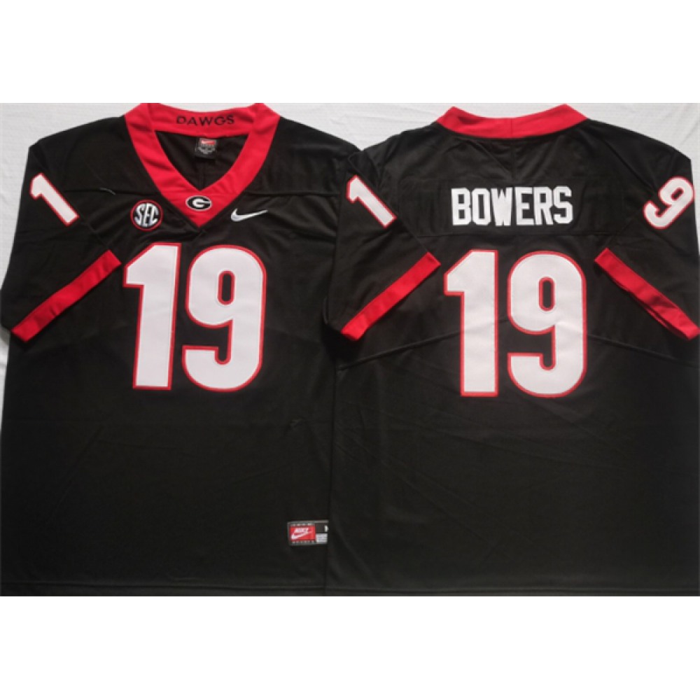 Men's Georgia Bulldogs #19 Brock Bowers Black College Football Stitched Jersey 1
