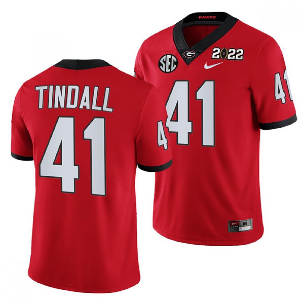 Men's Georgia Bulldogs #41 Channing Tindall 2022 Patch Red College Football Stitched Jersey 1