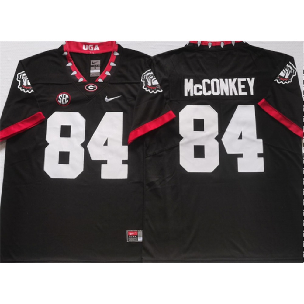 Men's Georgia Bulldogs #84 McCONKEY Black College Football Stitched Jersey 1