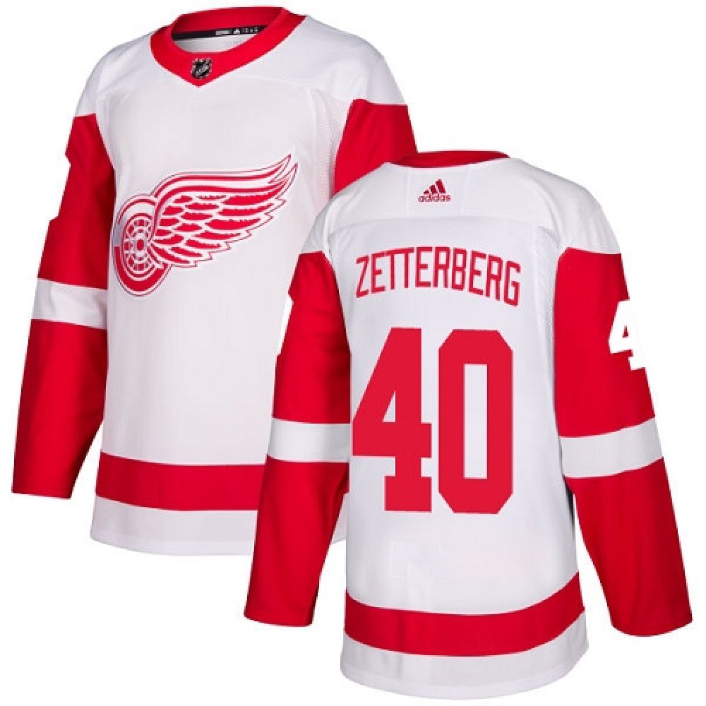 Men's Detroit Red Wings #40 Henrik Zetterberg White Stitched NHL Jersey 1