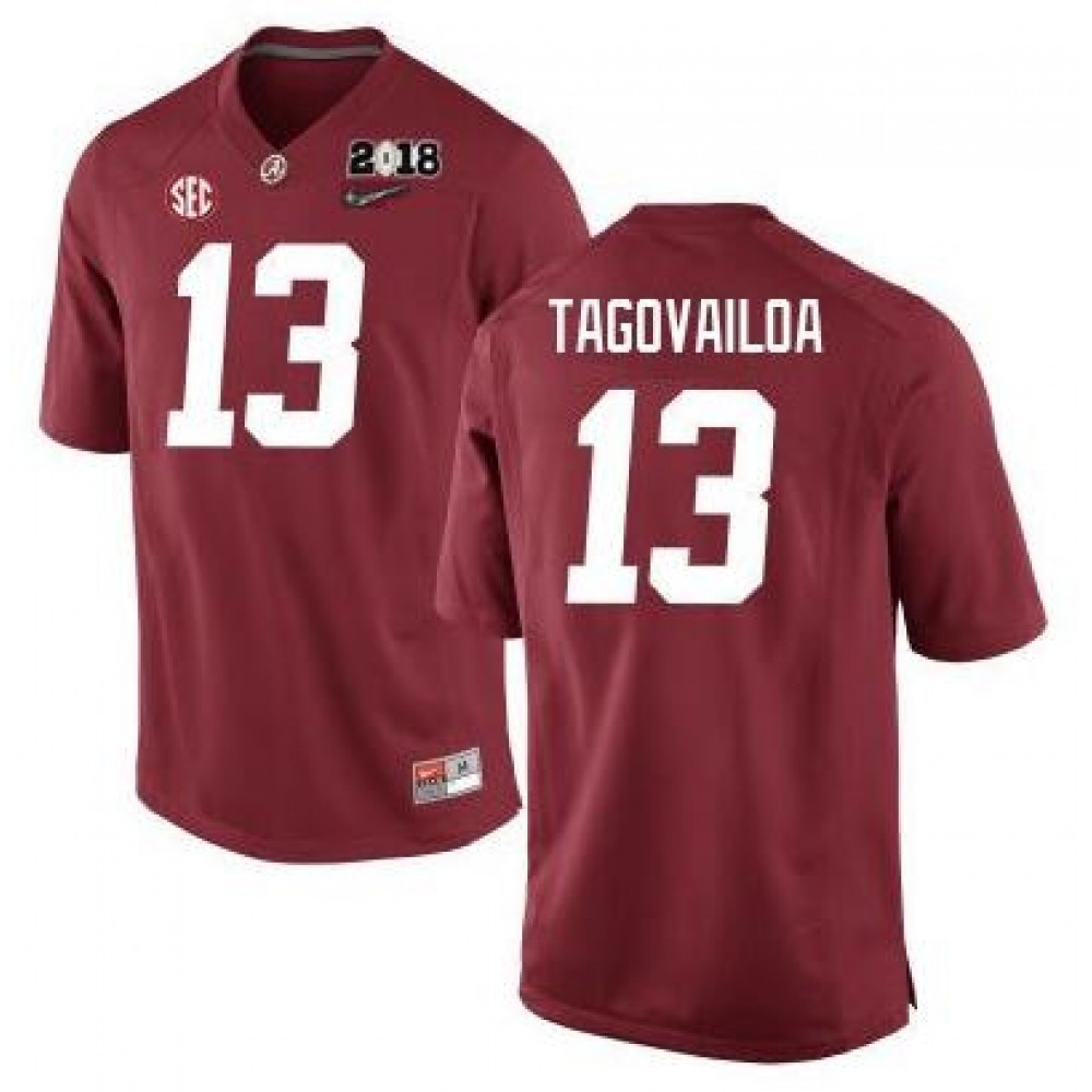 Men's Alabama Crimson Tide ACTIVE PLAYER Custom 2018 Patch Red College Football Stitched Jersey 1