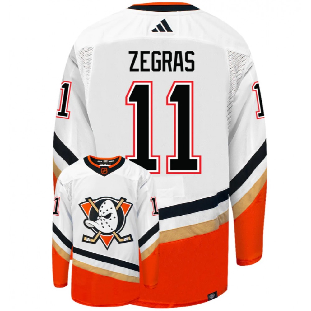 Men's Anaheim Ducks #11 Trevor Zegras White 2022-23 Reverse Retro Stitched Jersey 1