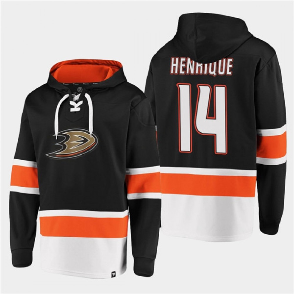 Men's Anaheim Ducks #14 Adam Henrique Black Ageless Must-Have Lace-Up Pullover Hoodie 1