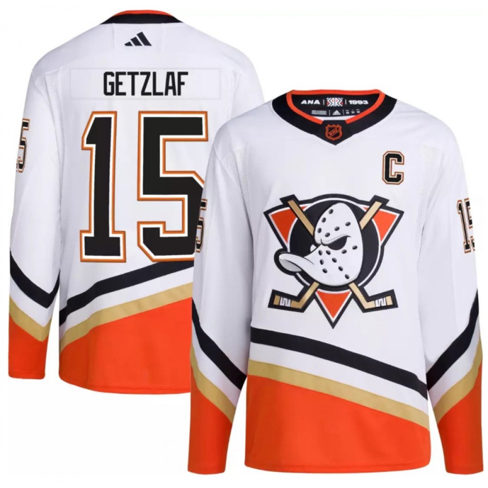Men's Anaheim Ducks #15 Ryan Getzlaf White 2022-23 Reverse Retro Stitched Jersey 1