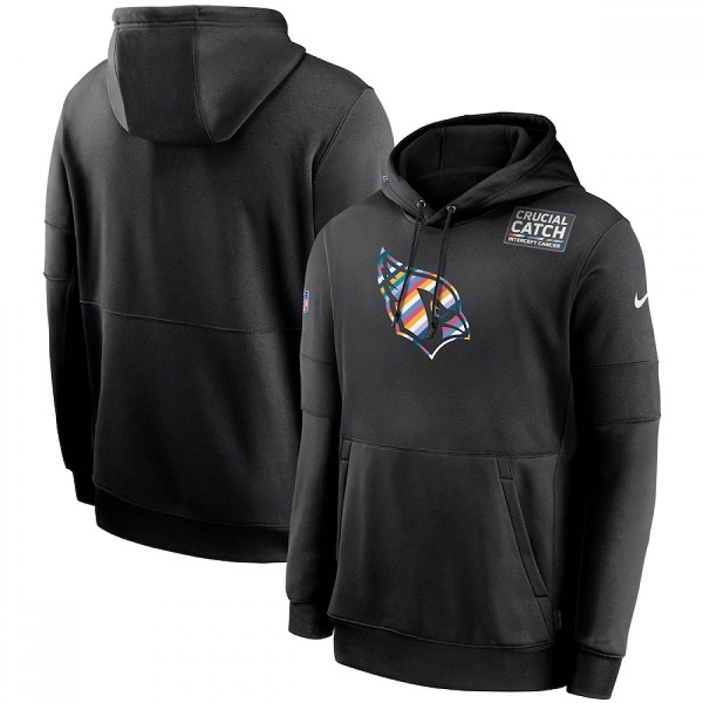 Men's Arizona Cardinals 2020 Black Crucial Catch Sideline Performance Pullover Hoodie 1