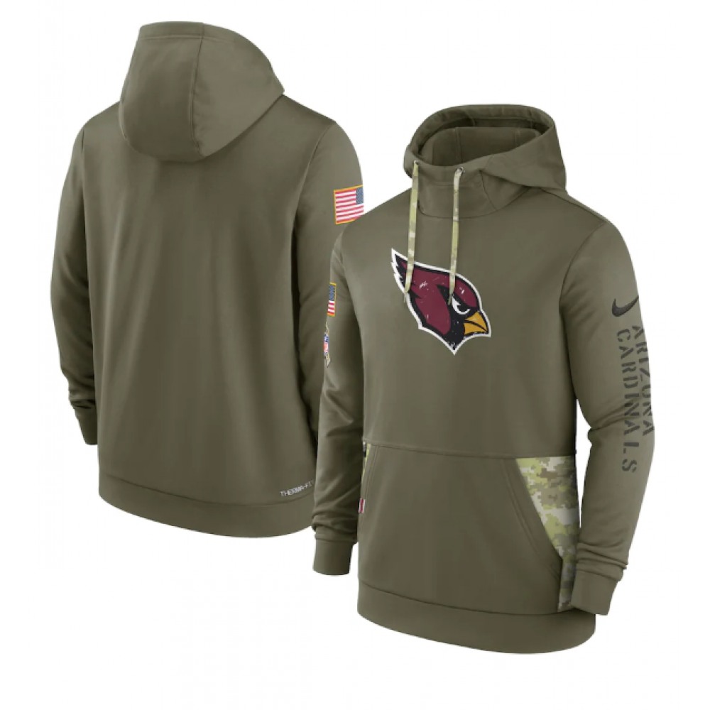 Men's Arizona Cardinals 2022 Olive Salute to Service Therma Performance Pullover Hoodie 1